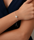 Silver Adjustable Pearl Bracelet
