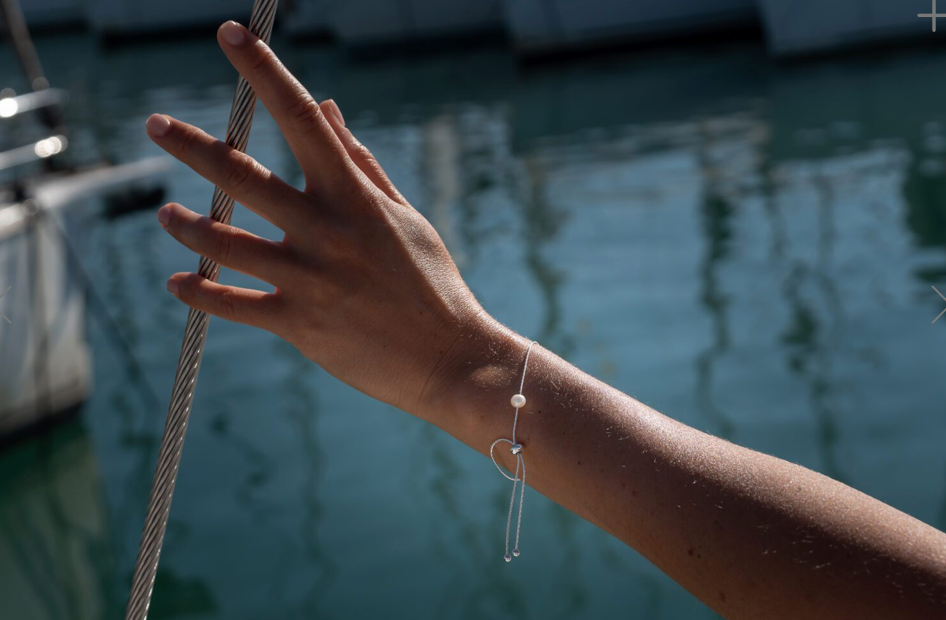 Silver Adjustable Pearl Bracelet